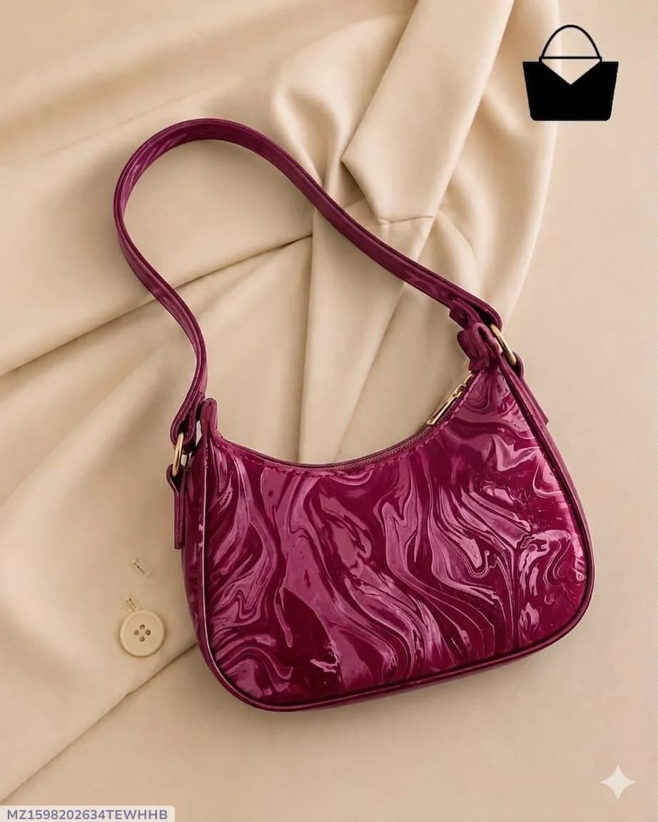 Maroon Printed Leather Shoulder Bag for Women