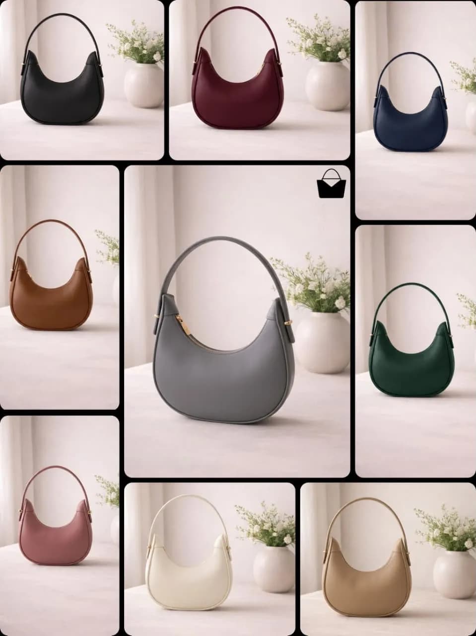 Women's Leather Plain Shoulder Bag