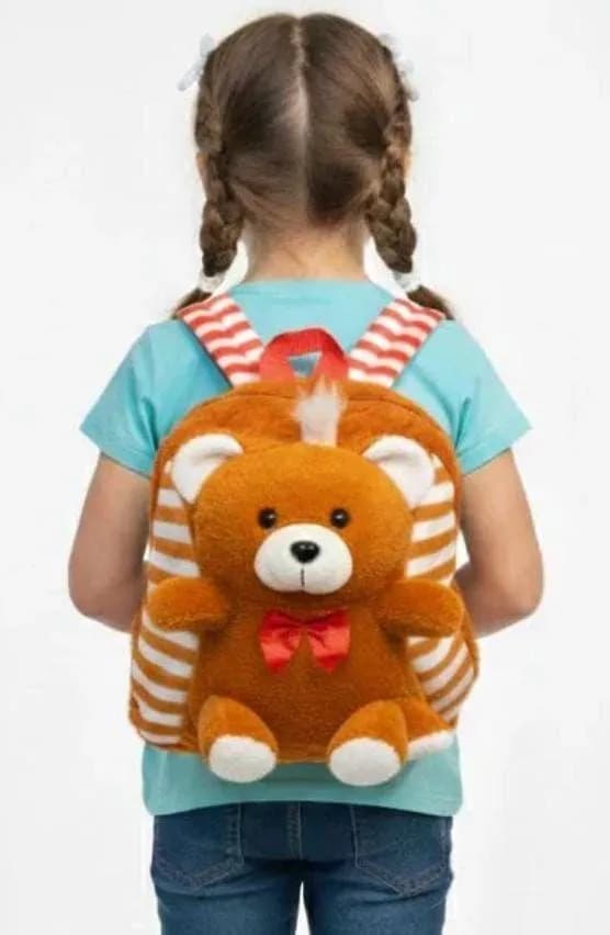 Pink Teddy Bear School Backpack for Boys Girls Cotton