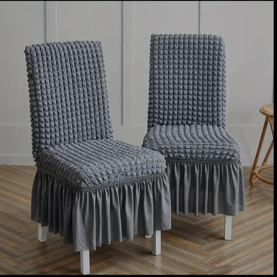 Grey Textured Dining Chair Covers for Home & Office