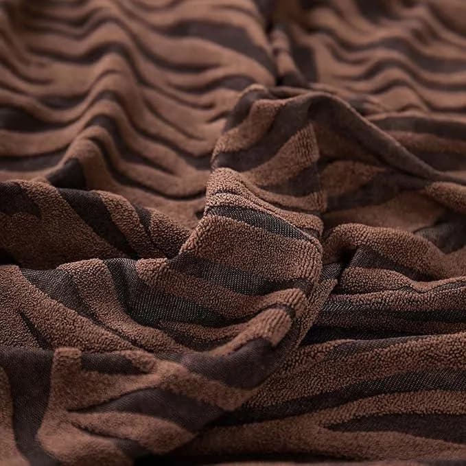 Brown Velvet Textured 5 Seater Sofa Cover