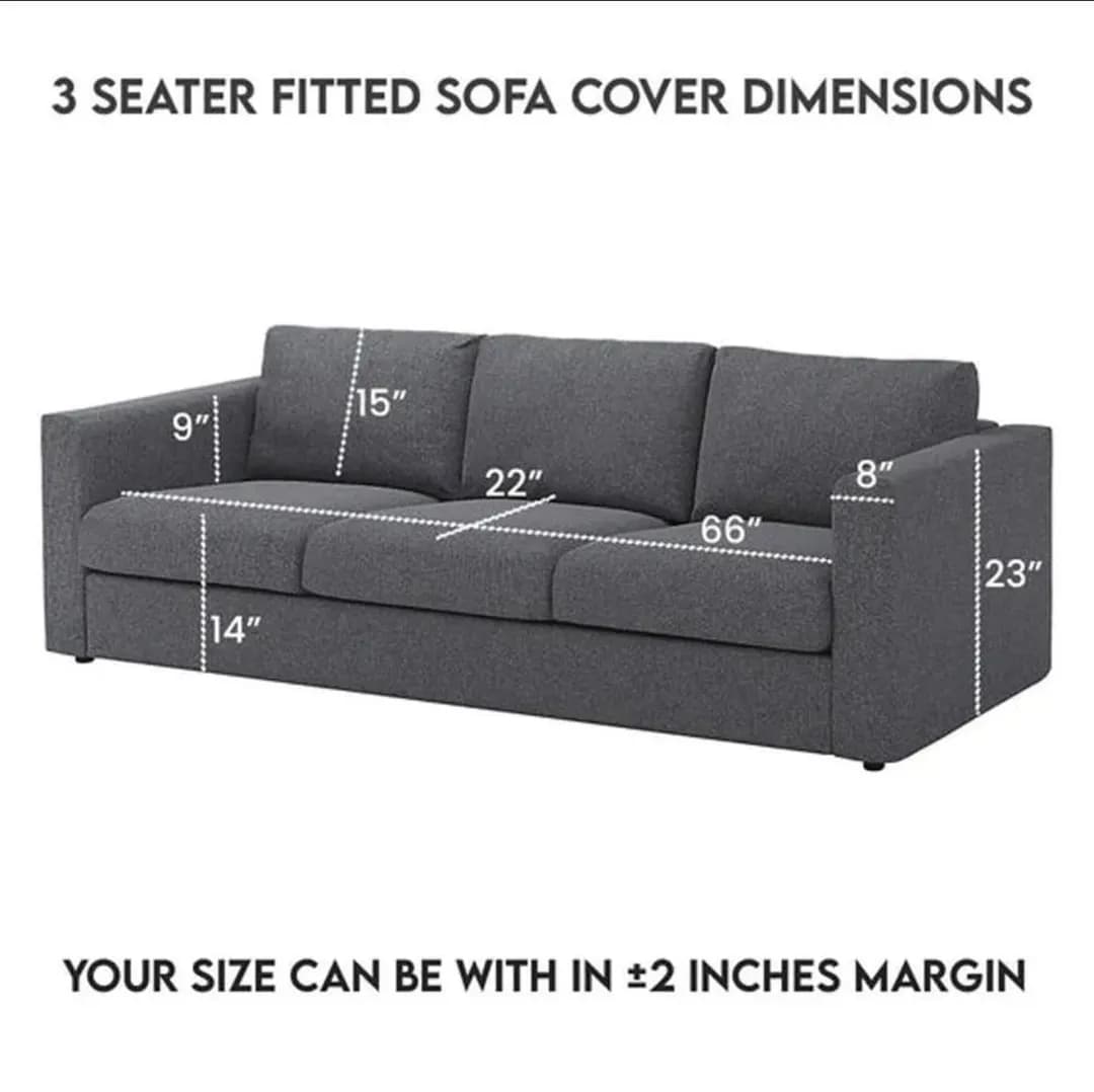 Grey Elastic Sofa Cover for 3 Seater Modern Living Room