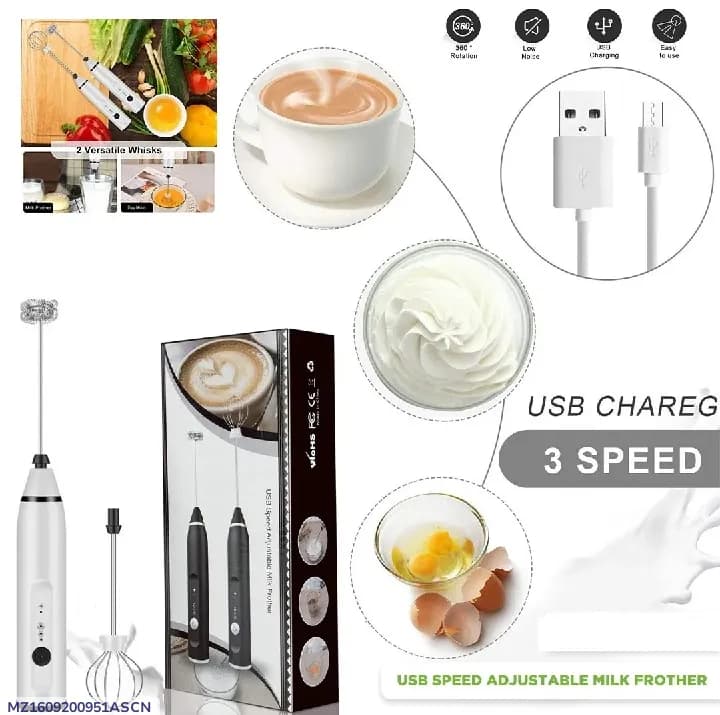 USB Chargeable Milk Froamer 3 Speed Silicone 3cm