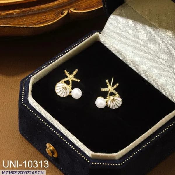 Silver Star Stud Earrings 2 Pcs Metal