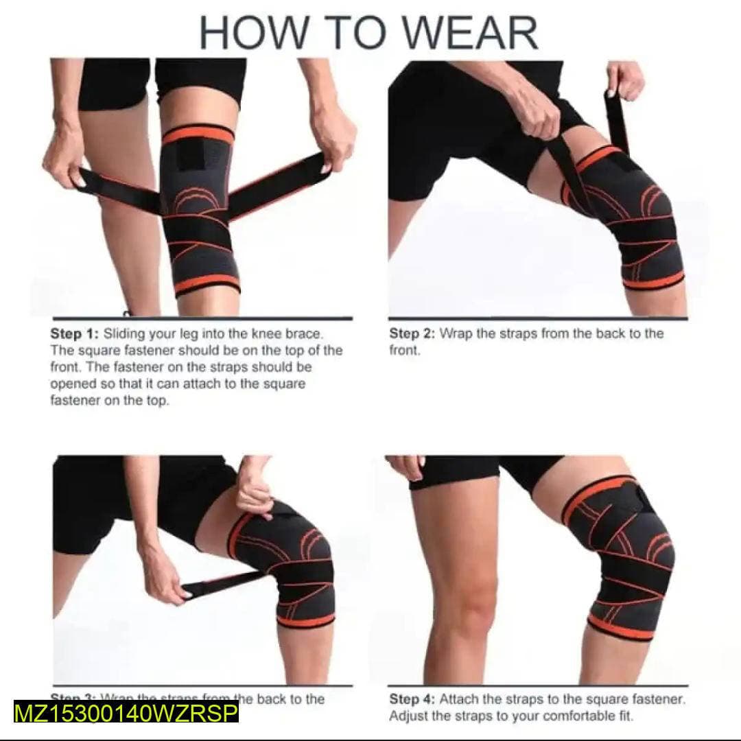 Knee Support Bandage Nylon Rubber Green Black Adjustable Sports Use
