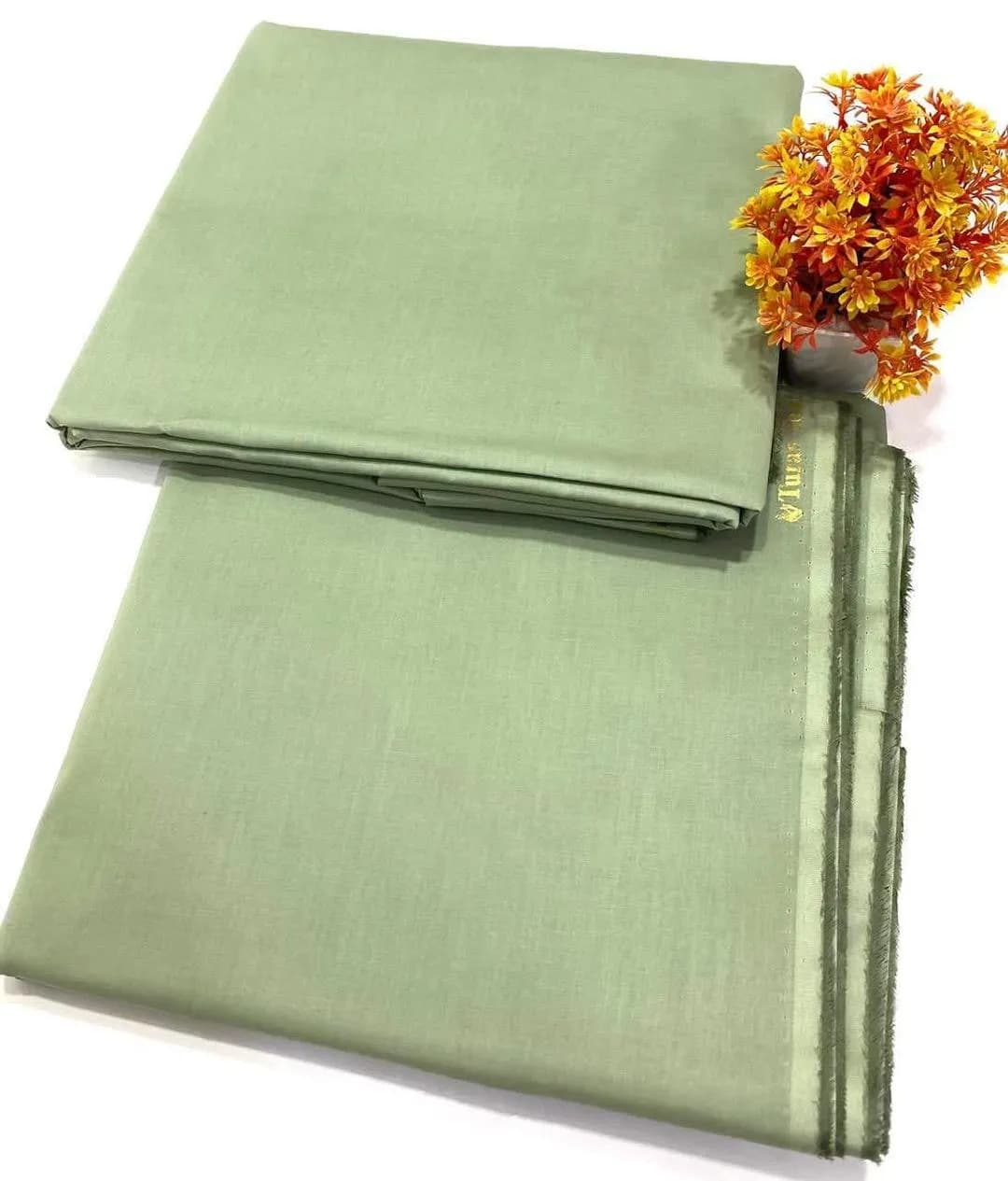 Green Soft Cotton Unstitched Suit for Summer