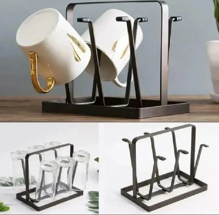 6-Hook Metal Mug Holder for Kitchen & Office