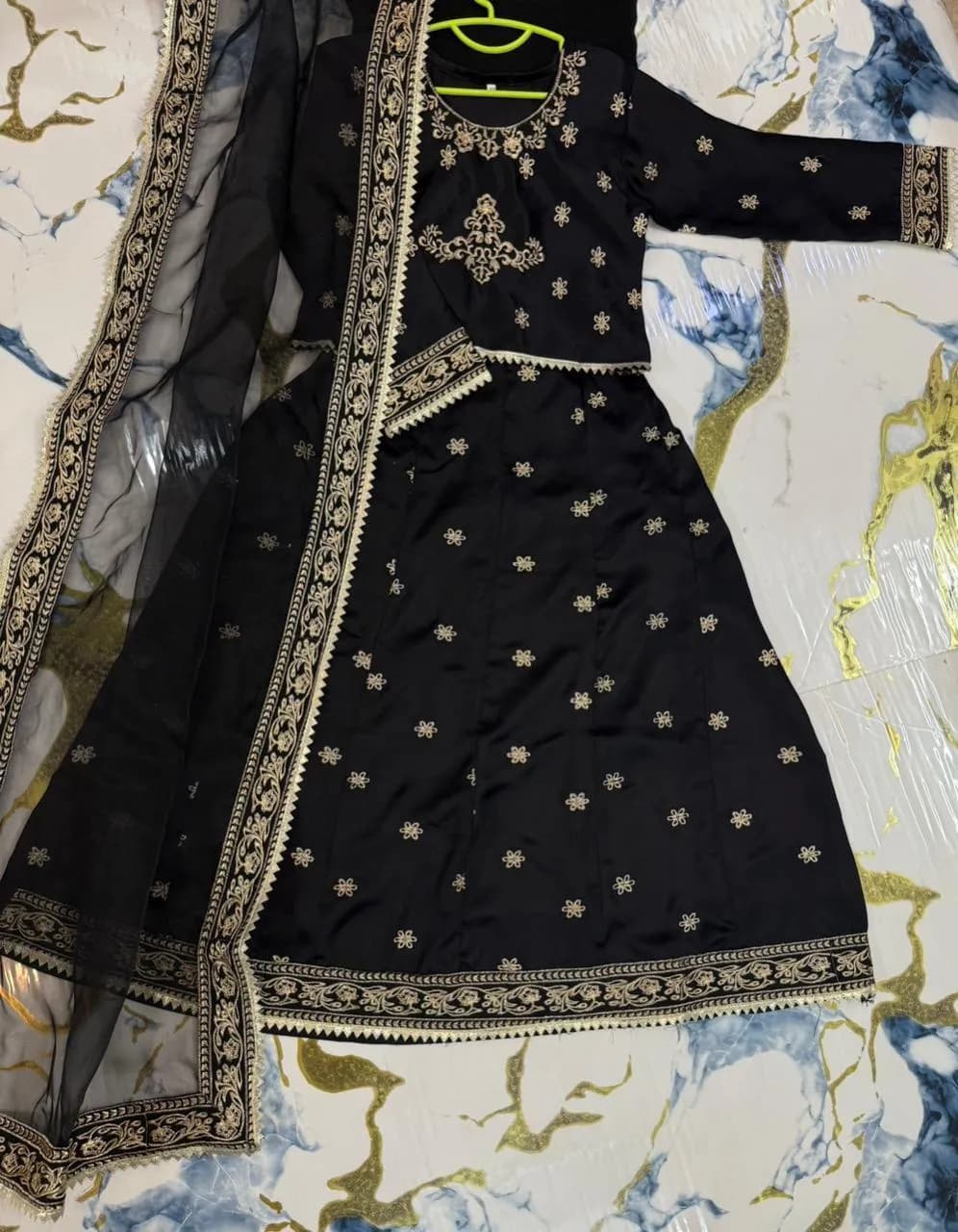 Black Embroidered 3-Piece Set for Girls 1-12 Years