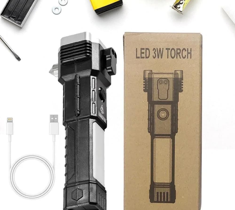 Rechargeable LED Torch Light 3W Black ABS