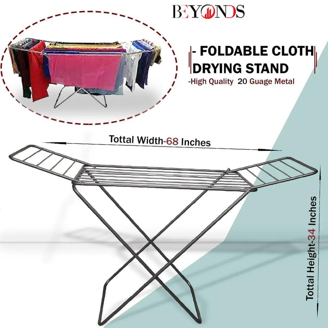 Foldable Stainless Steel Drying Rack Silver 68" - image 1