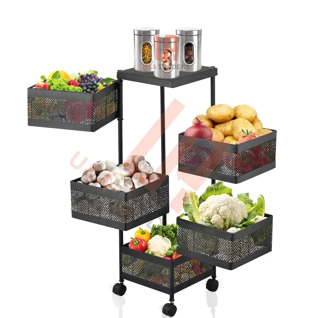 Multi-Level Fruit & Vegetable Storage Cart Black Iron - image 1