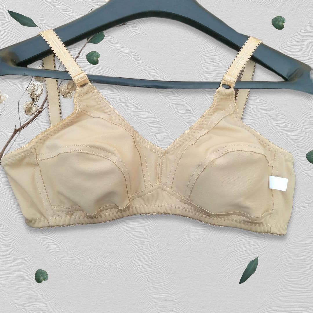 Beige Non-Padded Cotton Bra for Daily Wear