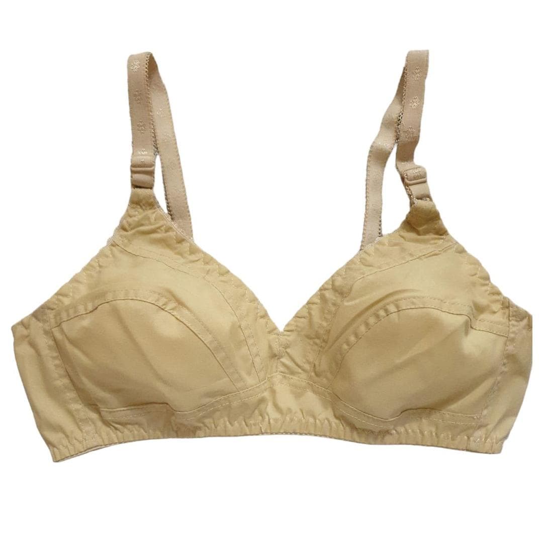 Beige Non-Padded Cotton Bra for Daily Wear
