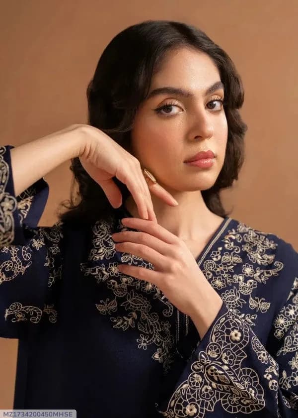 Blue Embroidered Lawn 2-Piece Suit Set for Women