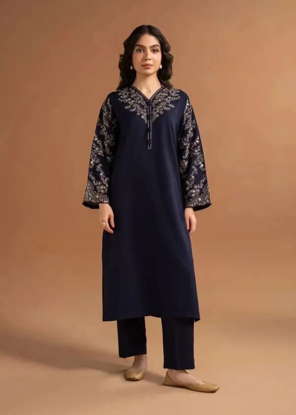 Blue Embroidered Lawn 2-Piece Suit Set for Women