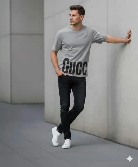 Men's Grey Printed Dri Fit T-Shirt Round Neck Small to XL