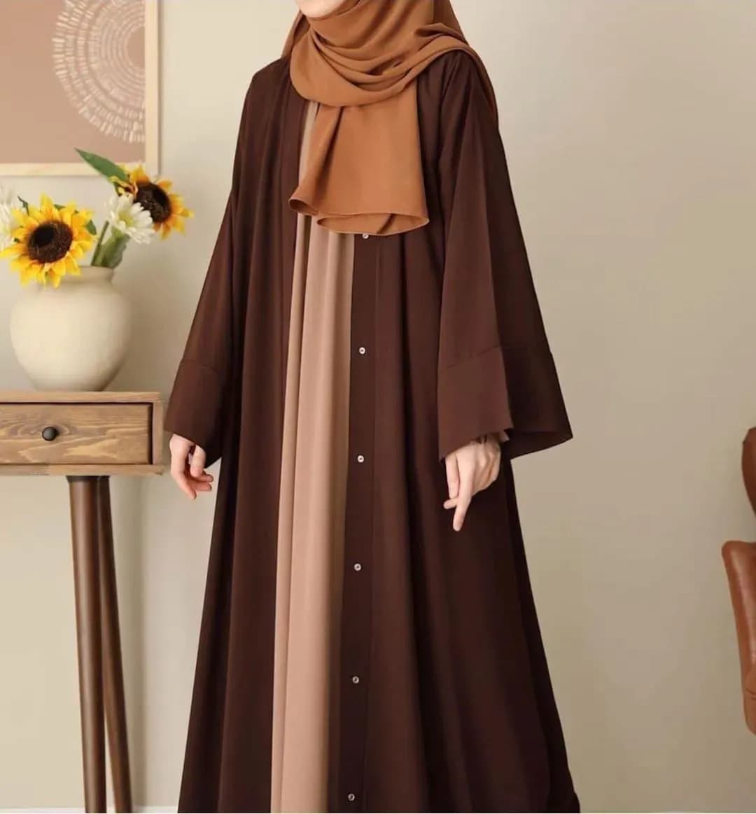Brown Georgette Abaya for Girls 54" Length with Stoller