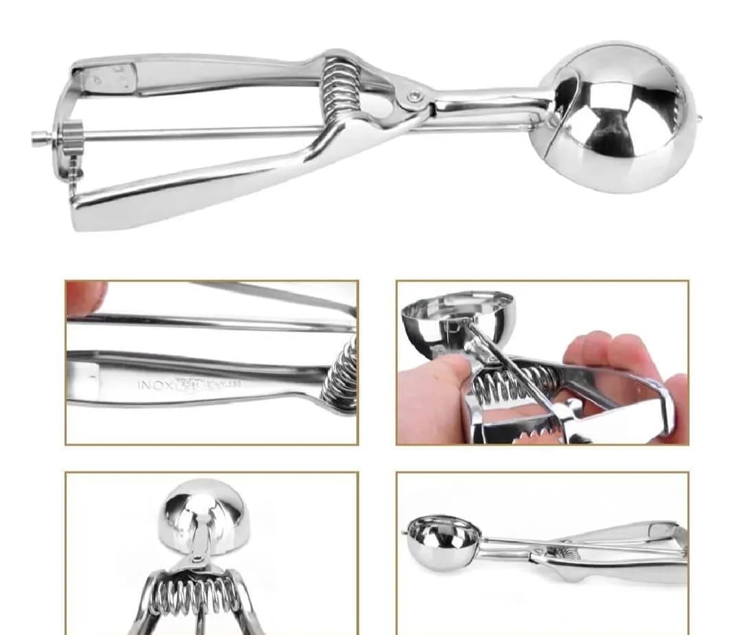 Stainless Steel Ice Cream Scoop Set of 1 Silver