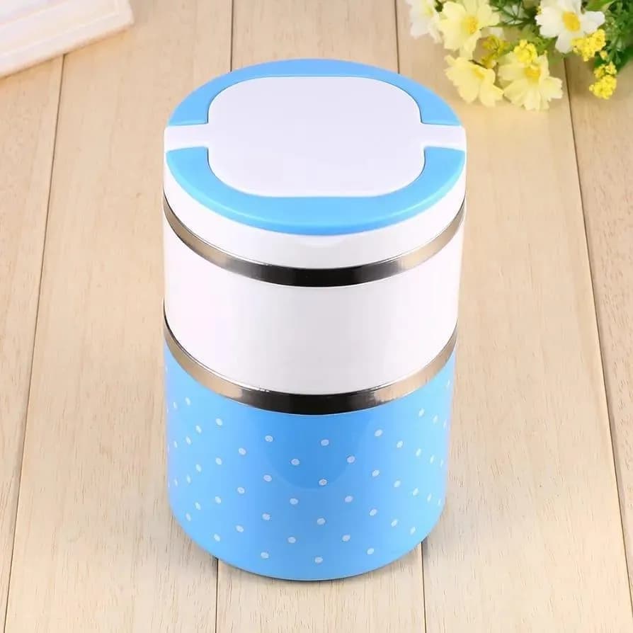 Blue 2-Layer Lunch Box for Students & Office Goers