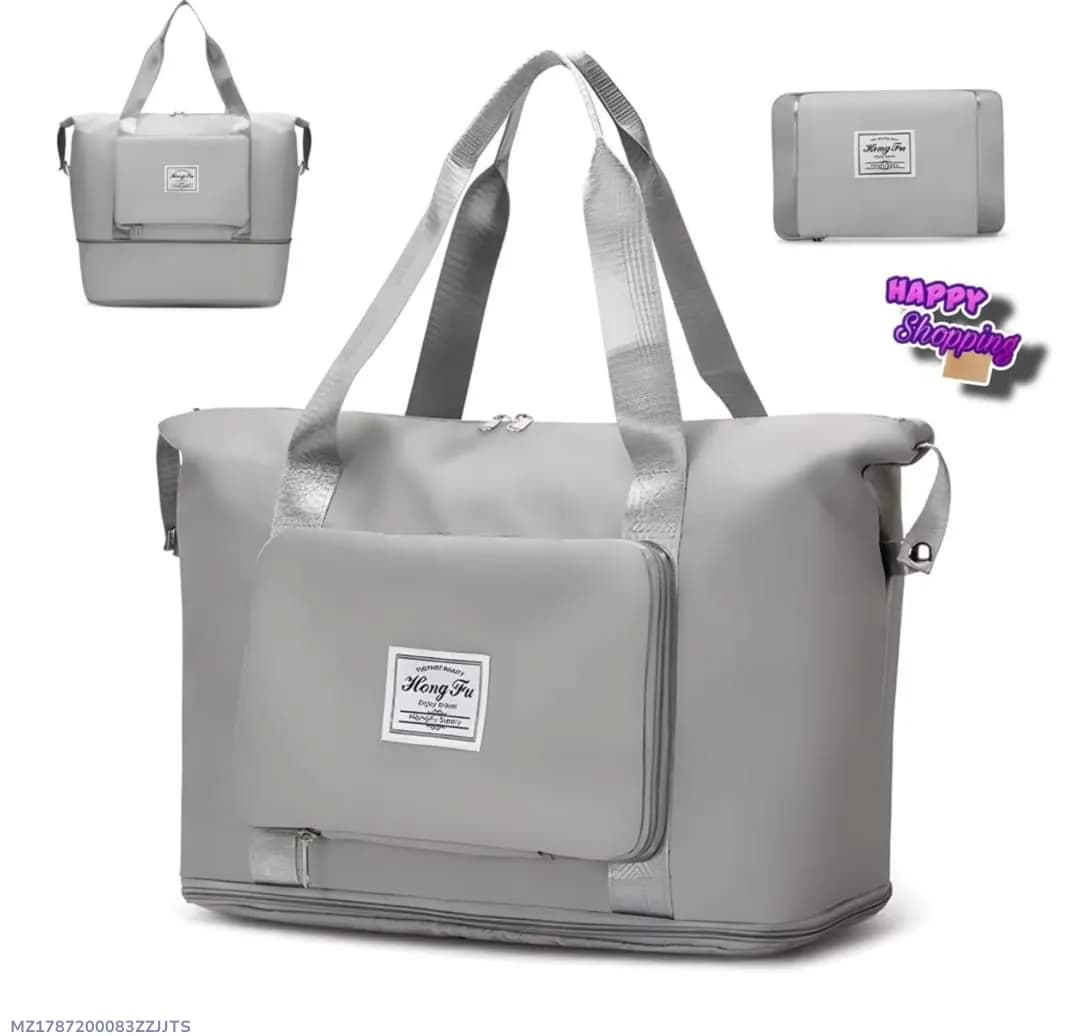 Grey 2-in-1 Travel Bag with Hand Belt & Pocket