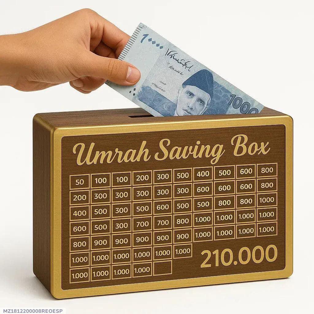 Umrah Saving Box Wooden Islamic 5-in-1 Multicolor
