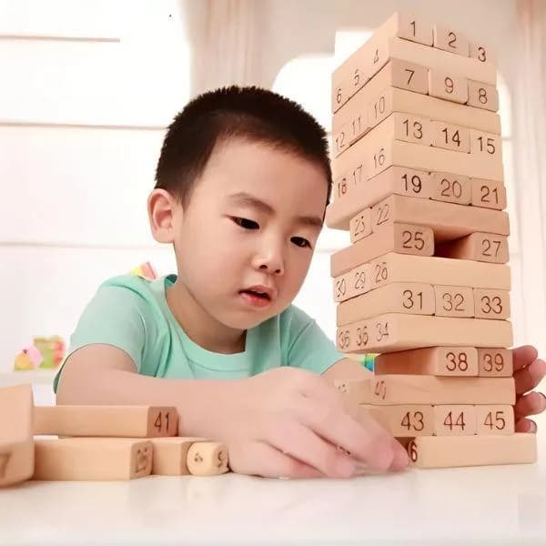 Wooden Jenga Game for Kids 1 Pc Brown