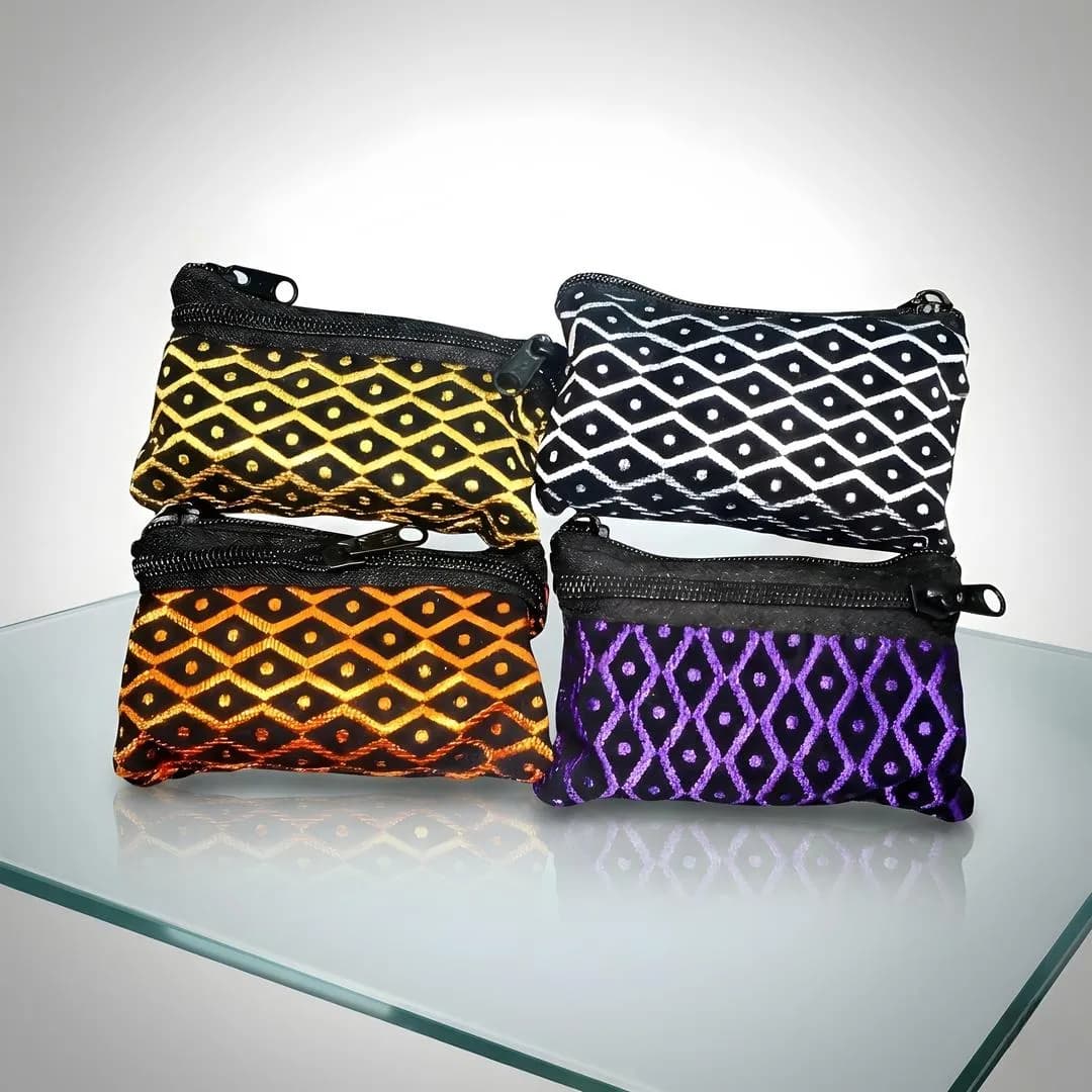 Women's Mini Zipper Purse Purple Black Patterned