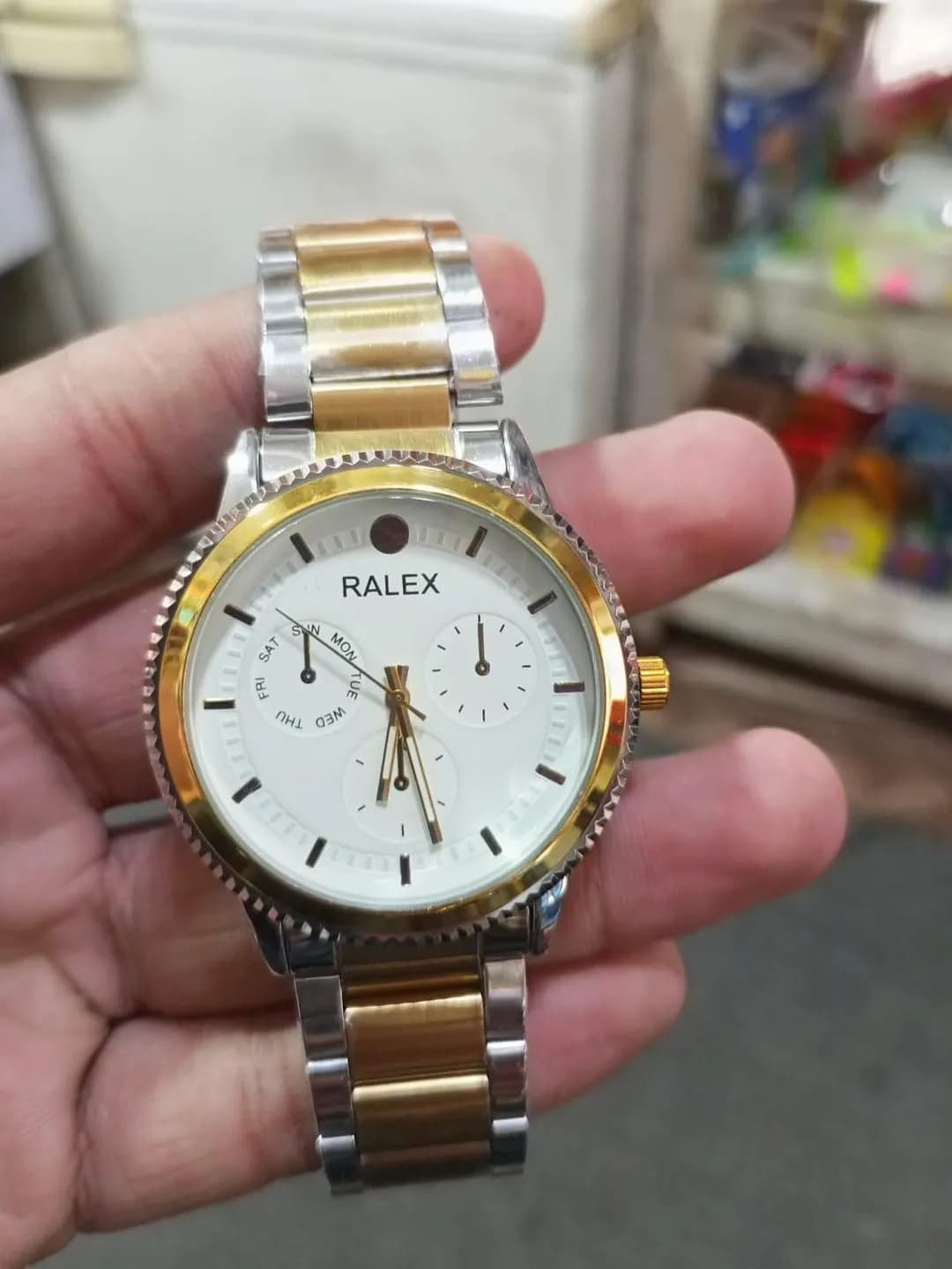 RALEX Two-Tone Analog Wristwatch Gold Silver 6mm