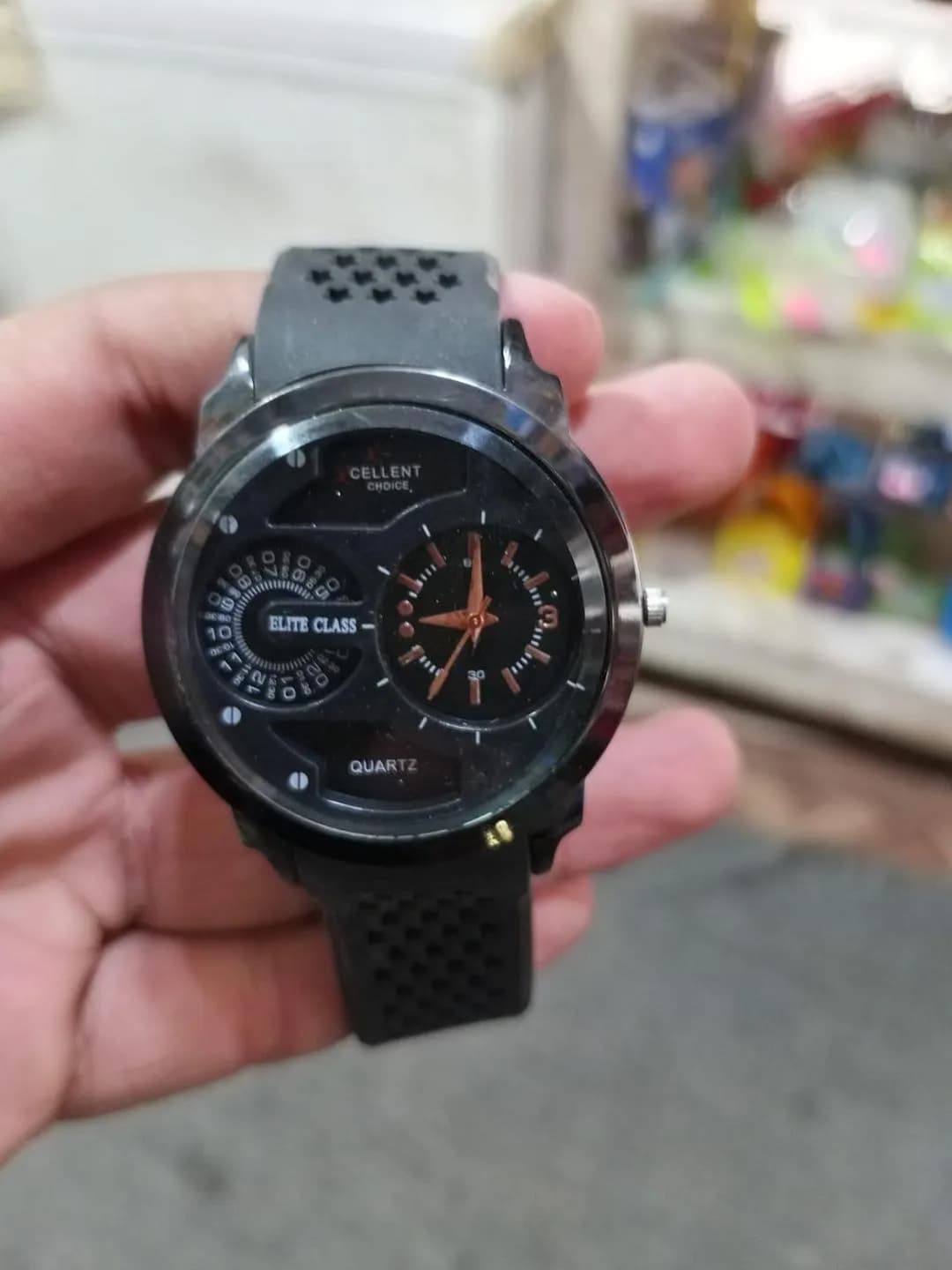 Oversized Matte Black Sport Watch with Asymmetrical Dial