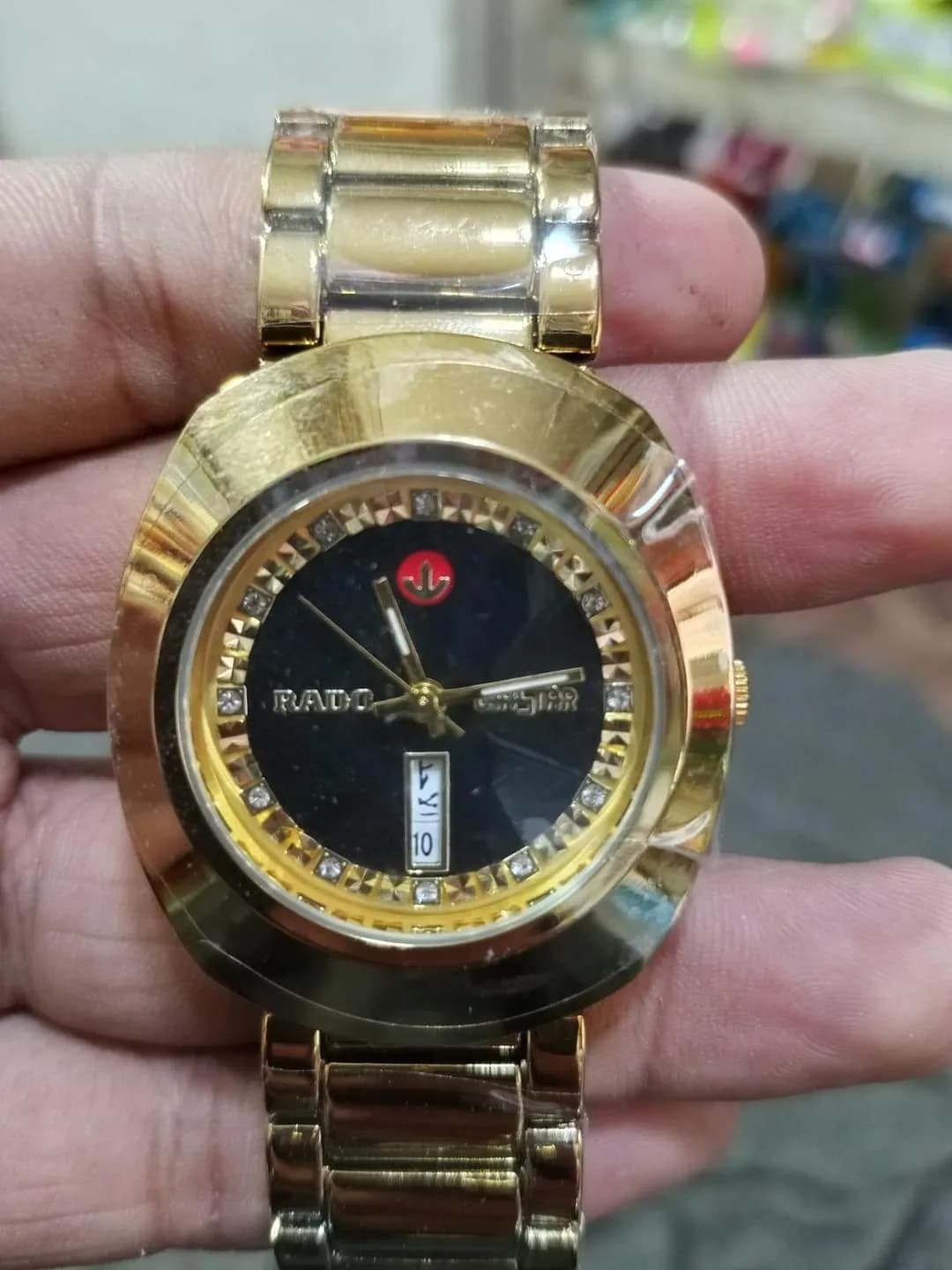 Rado Watch Gold Dial Day Date Display
