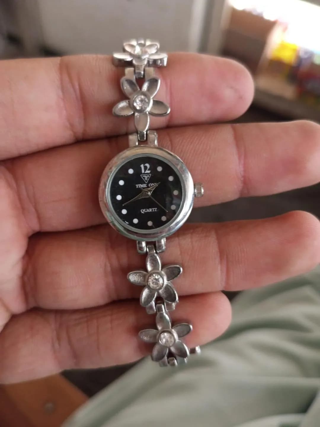 Women's Silver Floral Charm Watch with Bracelet