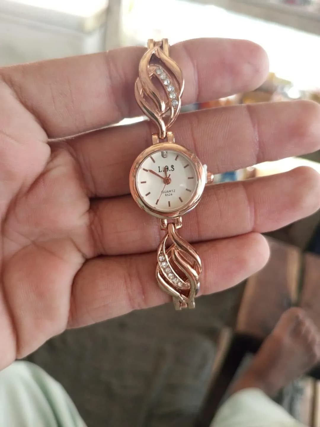 Women's Rose Gold Dial Bracelet Watch with Crystal Links