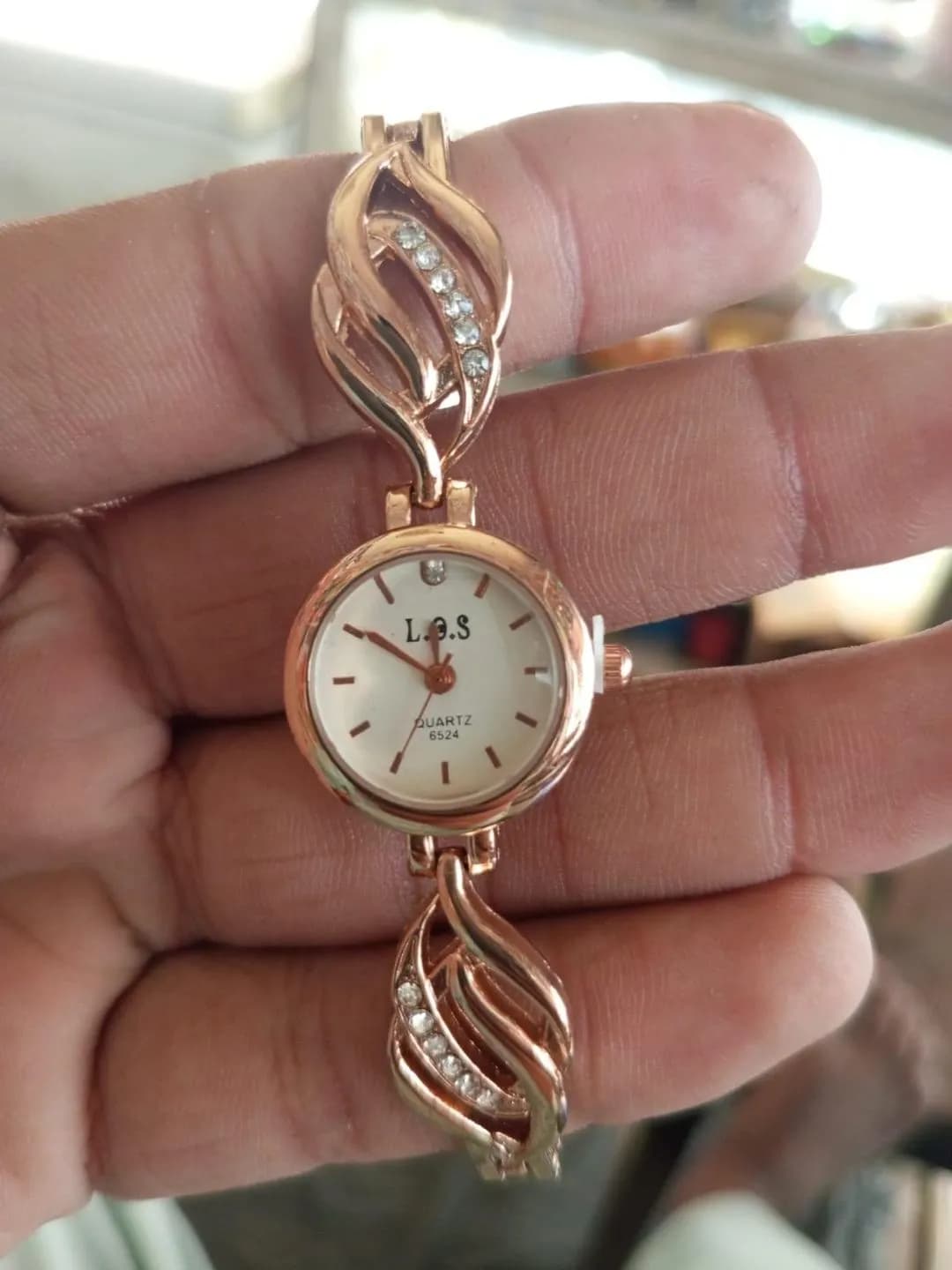 Women's Rose Gold Dial Bracelet Watch with Crystal Links