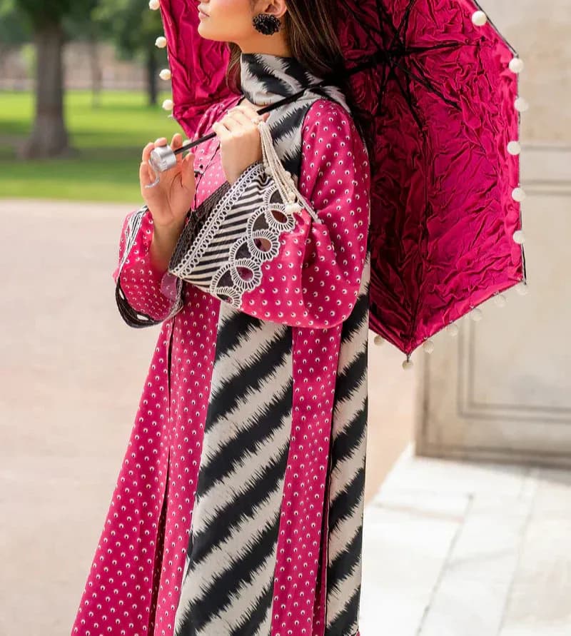 Pink Swiss Lawn 3-Piece Digital Print Kurta Set