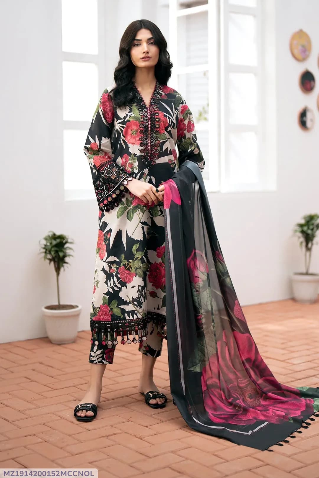 Multicolor Swiss Lawn 3Pcs Printed Suit for Women
