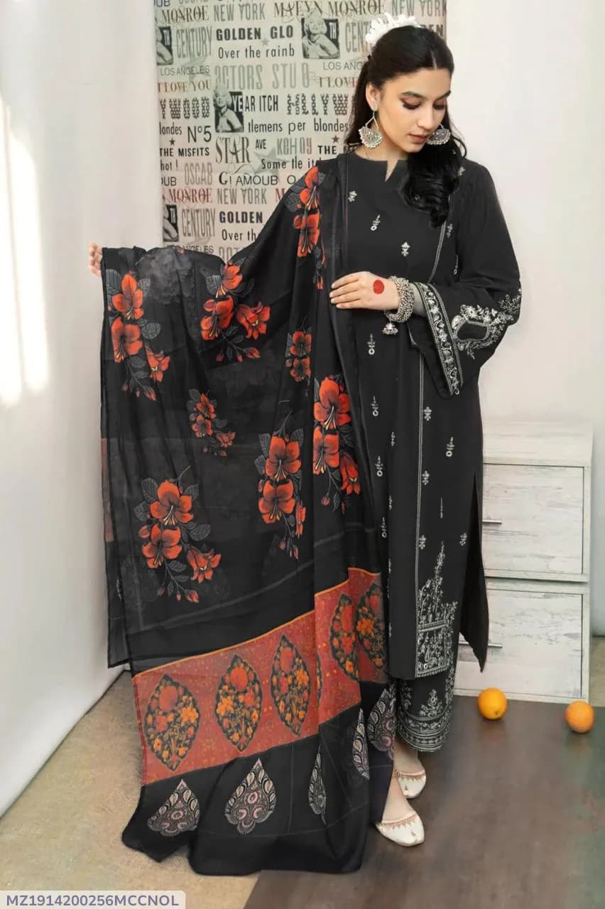 MIX TRENDING DESIGNS 3 Pcs Unstitched Embroidered Suit