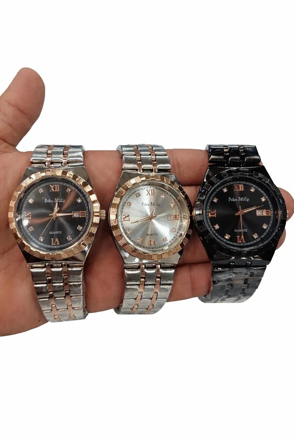 Men's Steel Chain Watch Multicolor 24mm Round