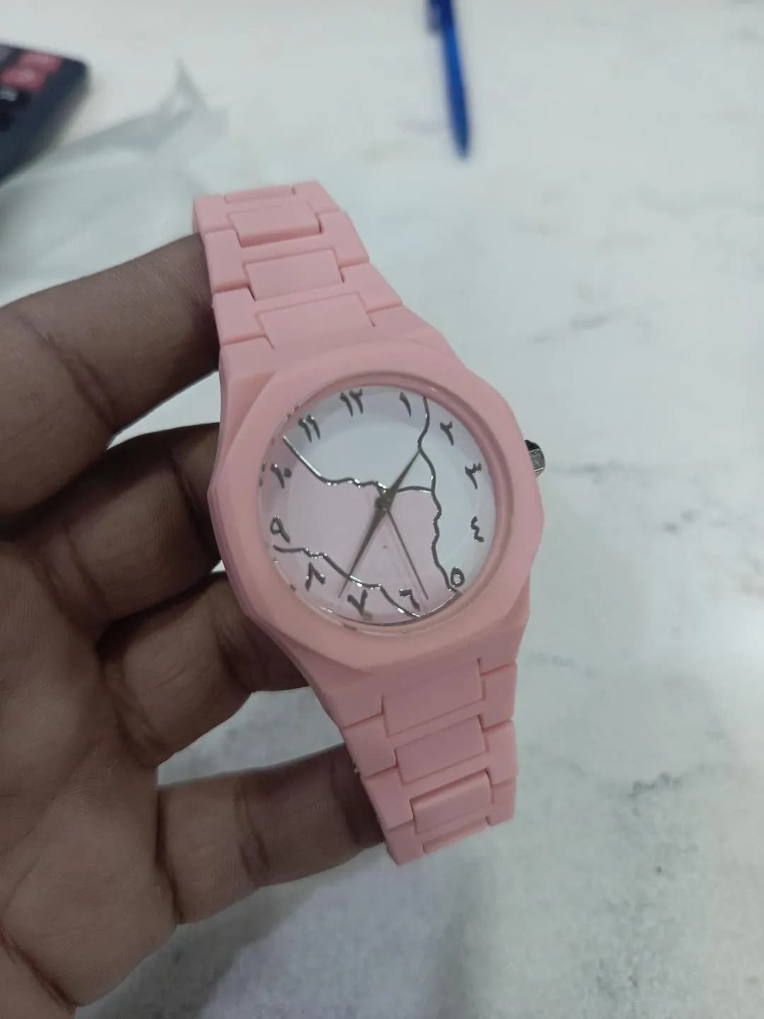 Pink Women's Rubber Chain Watch 24mm