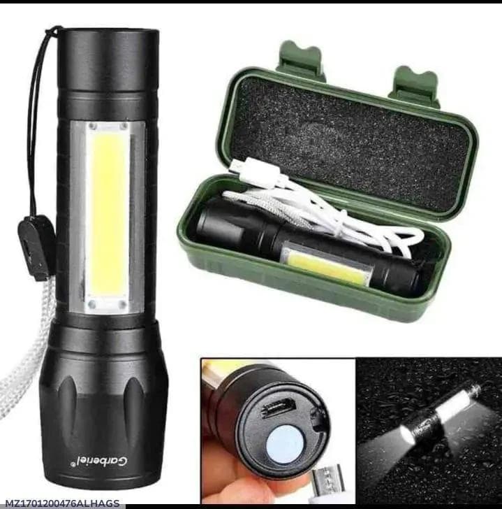 LED Torch Light with Zoom & Type-C Charging