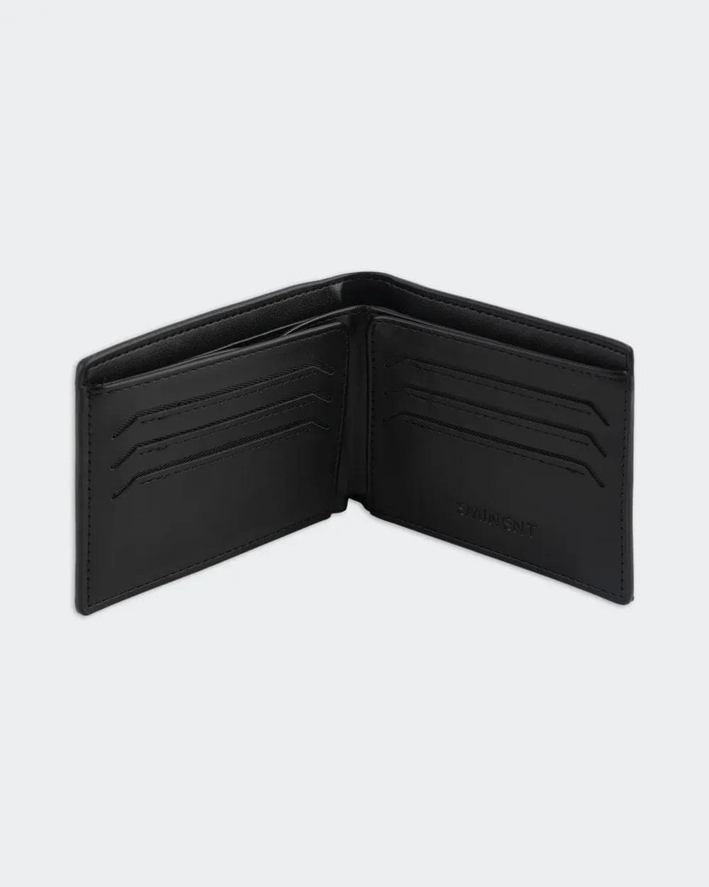 Men's Black Leather Bi-Fold Wallet with Card Slots