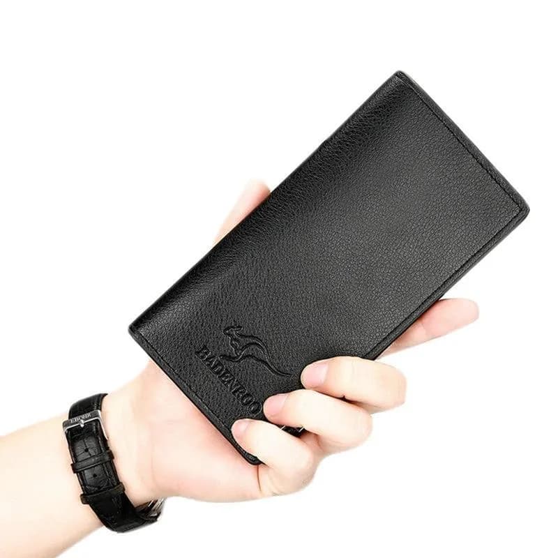 Men's Black Leather Bi-Fold Wallet with Logo