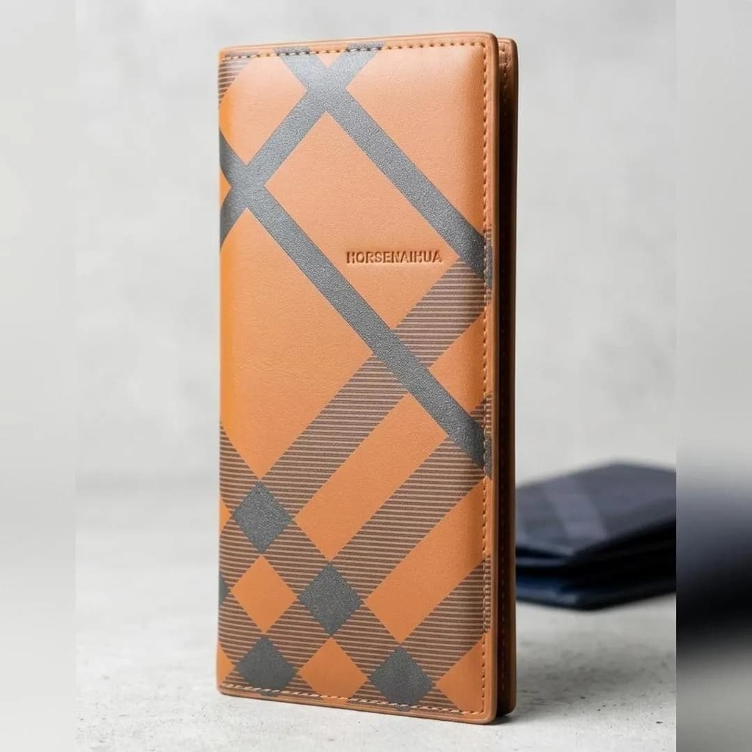 Men's Black Plaid Leather Wallet