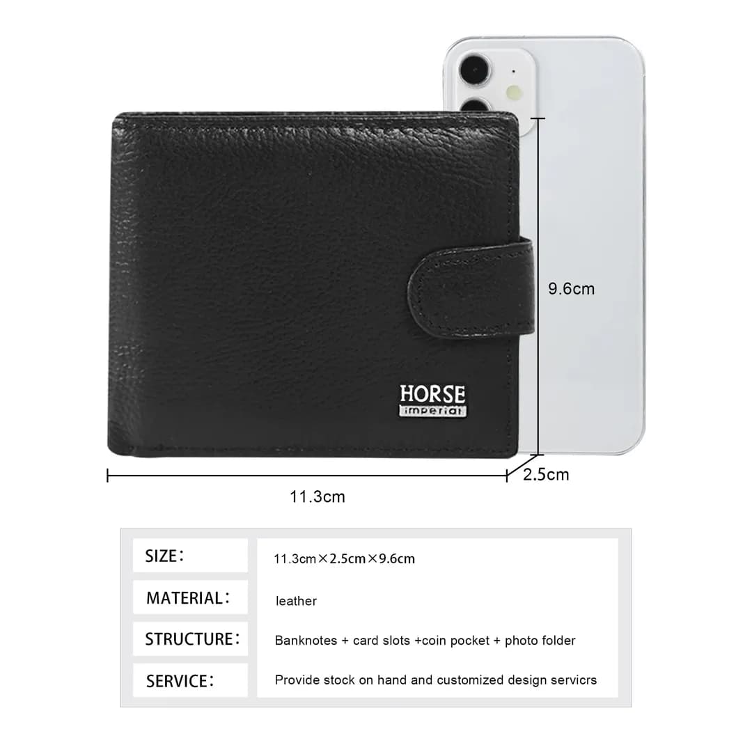 Men's Leather Tri-Fold Wallet Brown Black