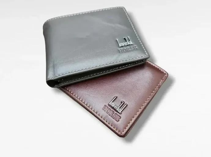 Men's Leather Tri-Fold Wallet Black Brown