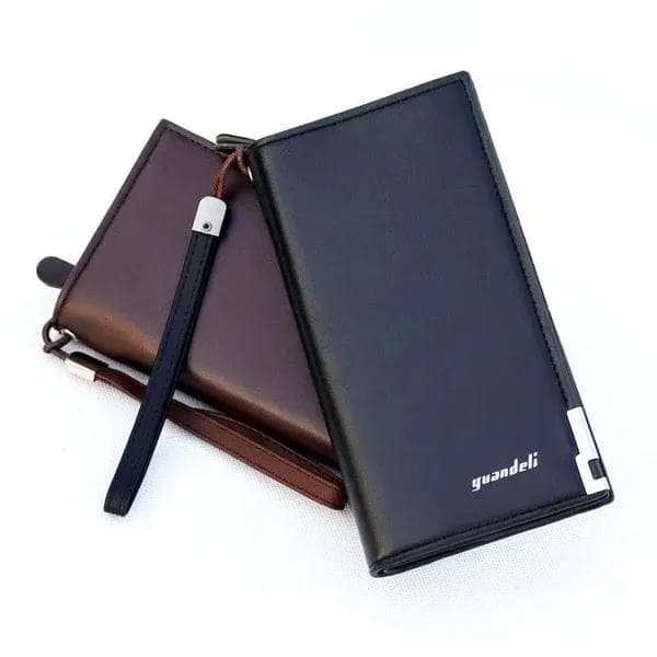Women's Black Leather Wallet with Wrist Strap