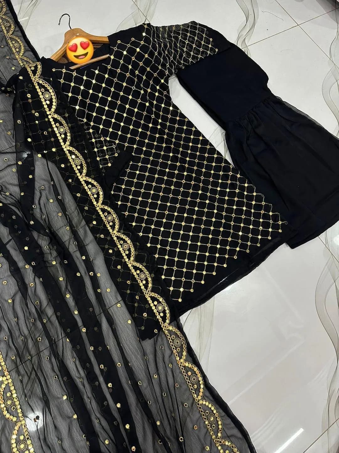Black 9MM Sequence Embroidered 3Piece Set