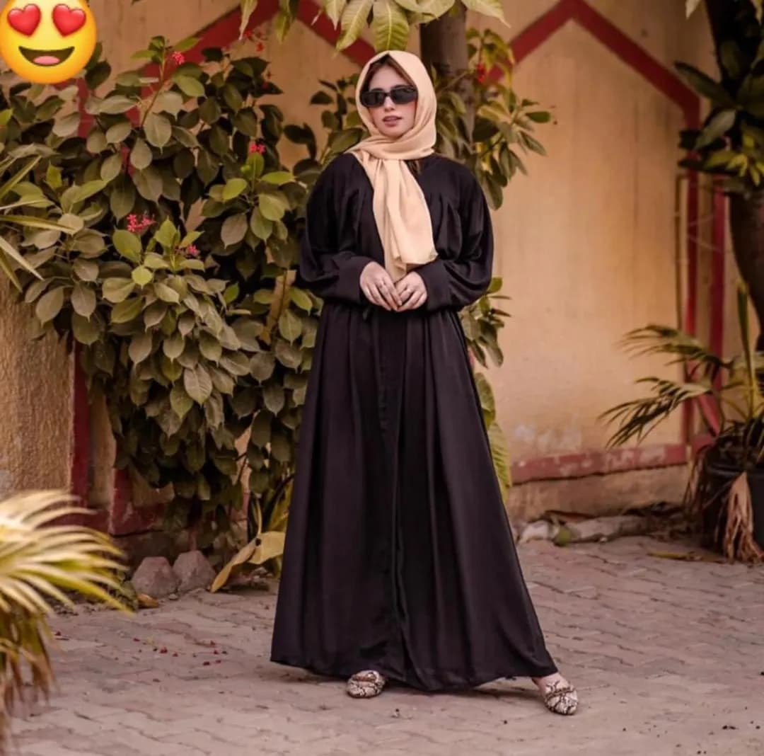 Black Georgette Abaya with Belt for Daily Wear