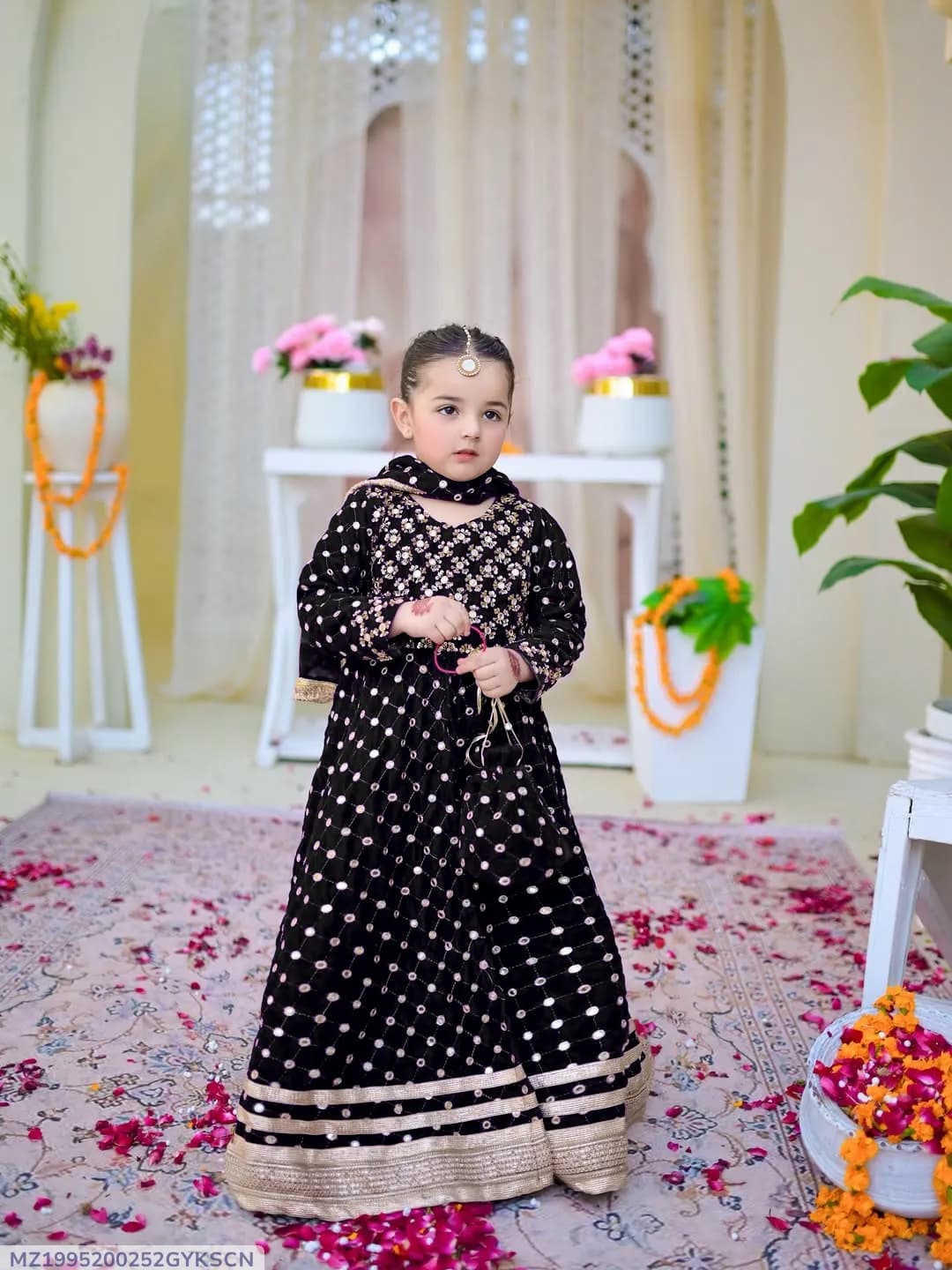 Kids Eid Heavy Embroidered 9MM Dress Black