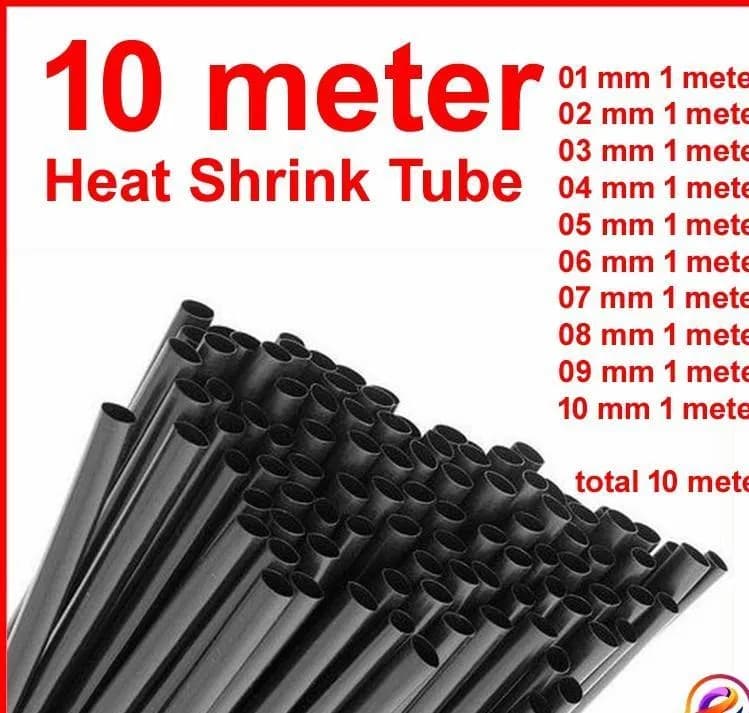 10 Meter Heat Shrink Tube Kit Black ABS
