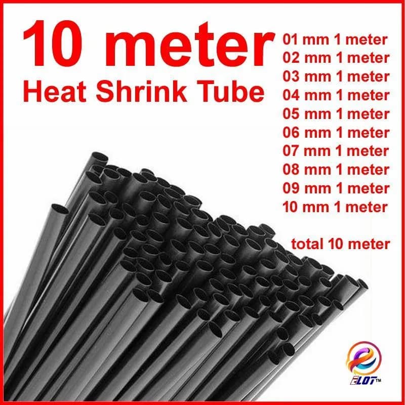 10 Meter Heat Shrink Tube Kit Black ABS